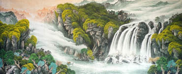Chinese Waterfall Painting,140cm x 360cm,1134001-x
