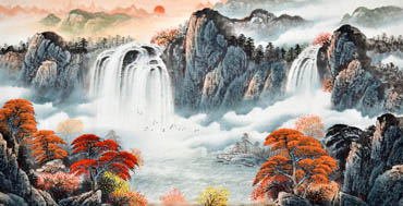 Chinese Waterfall Painting,90cm x 180cm,1134009-x