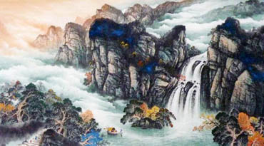 Chinese Waterfall Painting,97cm x 180cm,1134013-x