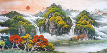 Chinese Waterfall Painting,97cm x 180cm,1134015-x