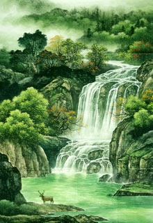 Chinese Waterfall Painting,81cm x 120cm,1135001-x