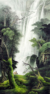 Chinese Waterfall Painting,97cm x 180cm,1135003-x