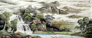 Chinese Waterfall Painting,96cm x 240cm,1135009-x