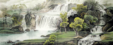Chinese Waterfall Painting,96cm x 240cm,1135010-x