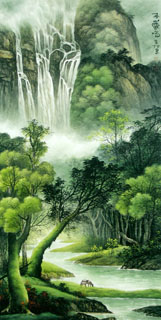 Chinese Waterfall Painting,66cm x 136cm,1135018-x