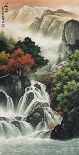 Chinese Waterfall Painting,50cm x 100cm,1135034-x