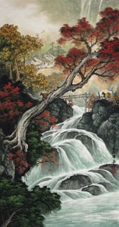 Chinese Waterfall Painting,50cm x 100cm,1135039-x