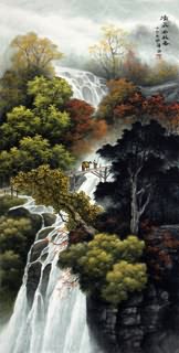Chinese Waterfall Painting,69cm x 138cm,1135127-x