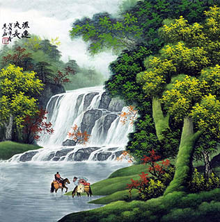 Chinese Waterfall Painting,68cm x 68cm,1135143-x