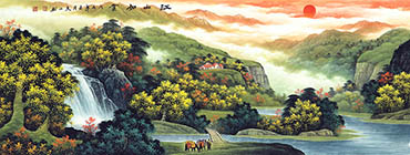 Chinese Waterfall Painting,70cm x 180cm,1135146-x