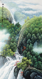 Chinese Waterfall Painting,51cm x 97cm,1135148-x