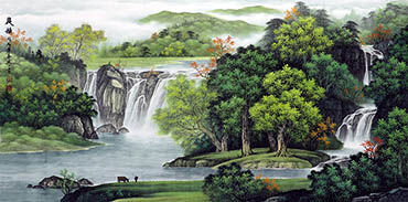 Chinese Waterfall Painting,68cm x 136cm,1135149-x