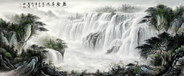 Chinese Waterfall Painting,96cm x 240cm,1136004-x