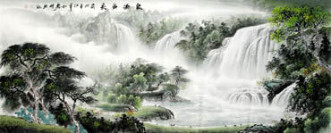 Chinese Waterfall Painting,96cm x 240cm,1136005-x