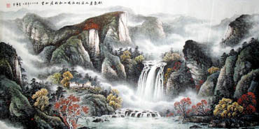 Chinese Waterfall Painting,69cm x 138cm,1137007-x