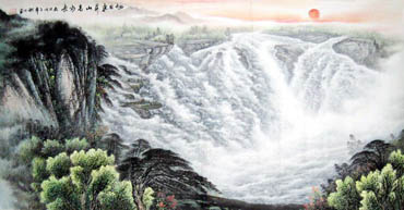 Chinese Waterfall Painting,69cm x 138cm,1139001-x