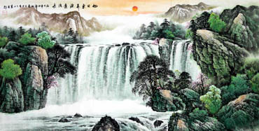 Chinese Waterfall Painting,69cm x 138cm,1139004-x