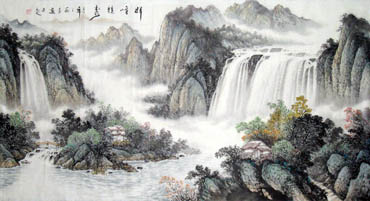 Chinese Waterfall Painting,97cm x 180cm,1139006-x
