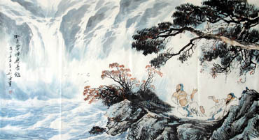 Chinese Waterfall Painting,97cm x 180cm,1143001-x