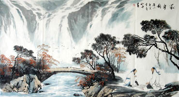 Chinese Waterfall Painting,97cm x 180cm,1143002-x