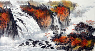 Chinese Waterfall Painting,97cm x 180cm,1143004-x