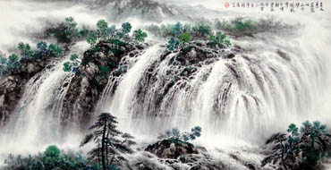 Chinese Waterfall Painting,66cm x 136cm,1145002-x
