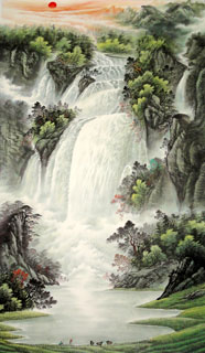 Chinese Waterfall Painting,65cm x 134cm,1146001-x
