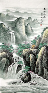 Chinese Waterfall Painting,66cm x 136cm,1146004-x