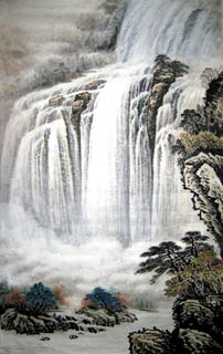 Chinese Waterfall Painting,68cm x 110cm,1146006-x