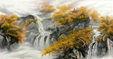 Chinese Waterfall Painting,69cm x 138cm,1147001-x