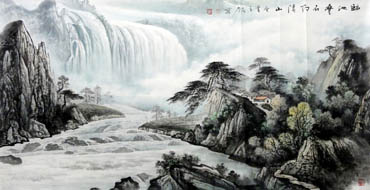Chinese Waterfall Painting,66cm x 136cm,1147007-x