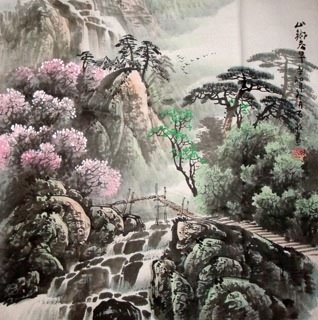 Chinese Waterfall Painting,66cm x 66cm,1148003-x