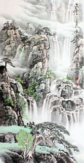 Chinese Waterfall Painting,66cm x 136cm,1148008-x