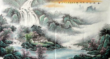 Chinese Waterfall Painting,97cm x 180cm,1149001-x
