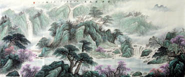 Chinese Waterfall Painting,98cm x 230cm,1149002-x