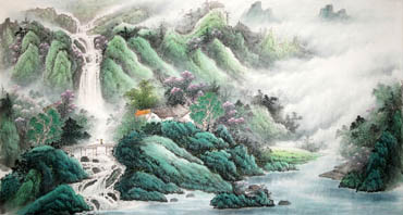 Chinese Waterfall Painting,97cm x 180cm,1149009-x