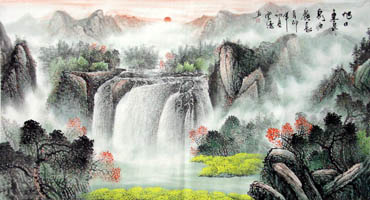 Chinese Waterfall Painting,97cm x 180cm,1151004-x