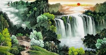 Chinese Waterfall Painting,66cm x 136cm,1151007-x