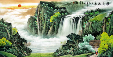 Chinese Waterfall Painting,66cm x 136cm,1151008-x