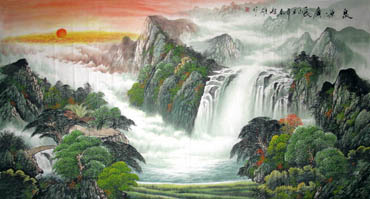 Chinese Waterfall Painting,97cm x 180cm,1152002-x