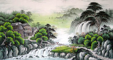 Chinese Waterfall Painting,97cm x 180cm,1152003-x