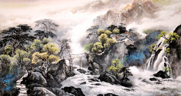 Chinese Waterfall Painting,97cm x 180cm,1155001-x