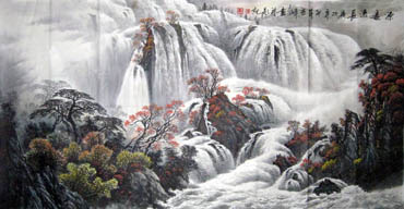 Chinese Waterfall Painting,66cm x 136cm,1155005-x