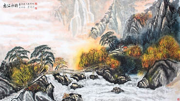 Chinese Waterfall Painting,97cm x 180cm,1155008-x