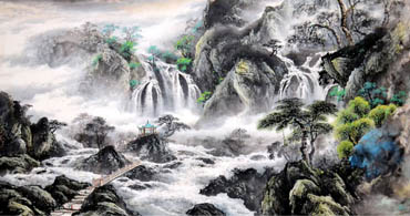 Chinese Waterfall Painting,97cm x 180cm,1155011-x