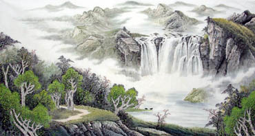 Chinese Waterfall Painting,97cm x 180cm,1158001-x