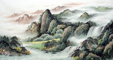 Chinese Waterfall Painting,97cm x 180cm,1158002-x