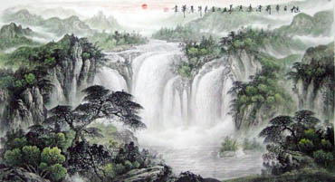 Chinese Waterfall Painting,97cm x 180cm,1159001-x