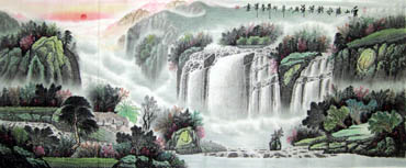 Chinese Waterfall Painting,96cm x 240cm,1159002-x