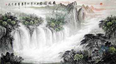 Chinese Waterfall Painting,97cm x 180cm,1159004-x